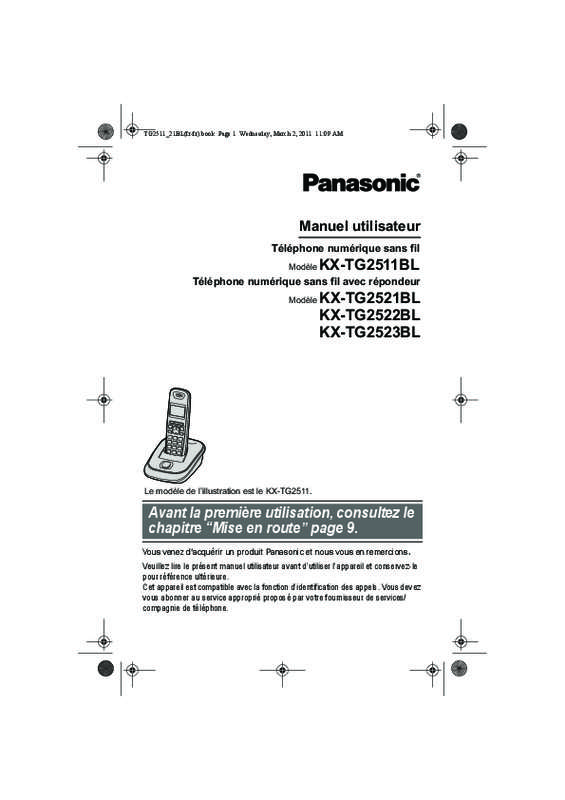 Mode d'emploi PANASONIC KX-TG2521BL
