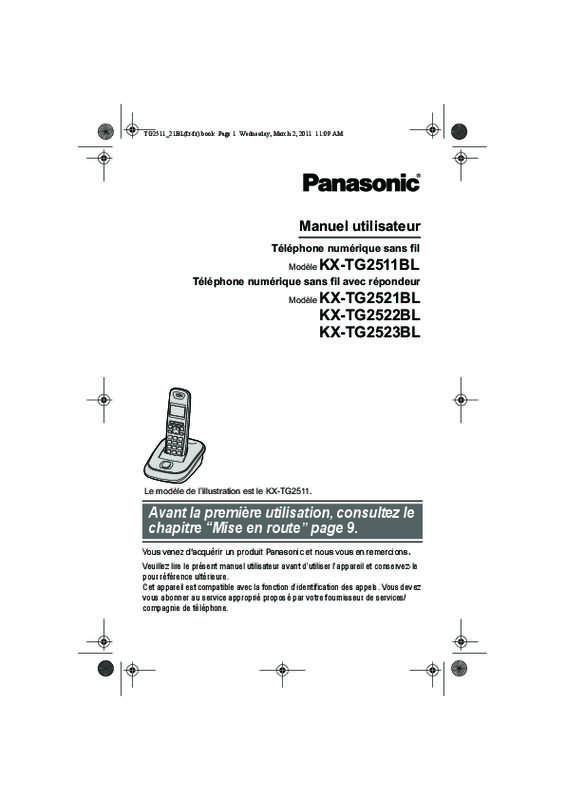 Mode d'emploi PANASONIC KX-TG2523BL
