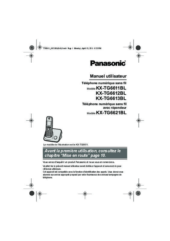 Mode d'emploi PANASONIC KX-TG6611BL