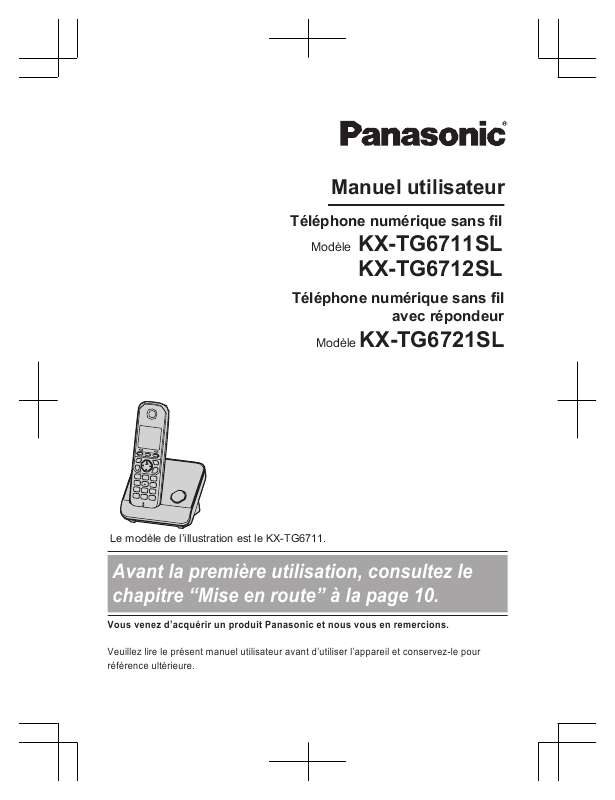 Mode d'emploi PANASONIC KX-TG6721SL