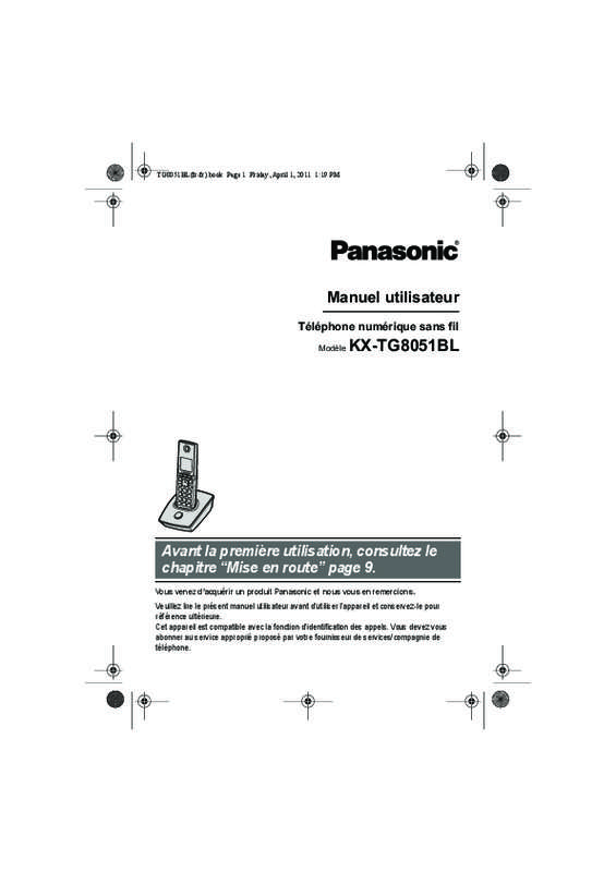 Mode d'emploi PANASONIC KX-TG8051BL