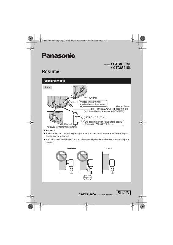 Mode d'emploi PANASONIC KX-TG8301SL