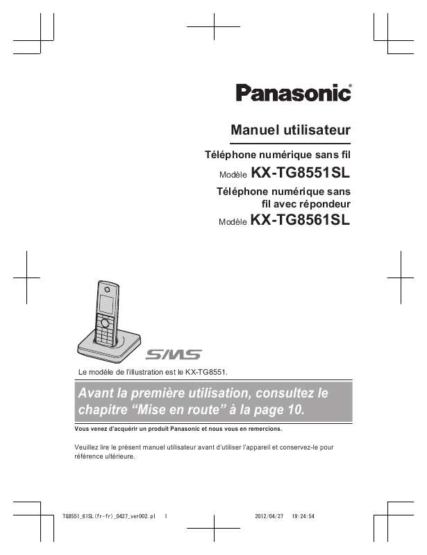 Mode d'emploi PANASONIC KX-TG8551SL