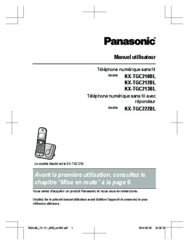 Mode d'emploi PANASONIC KX-TGC210BL