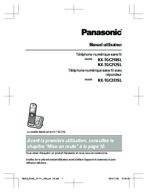 Mode d'emploi PANASONIC KXTGC212SL