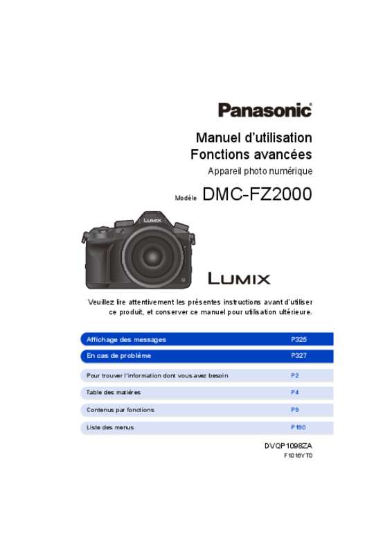 Mode d'emploi PANASONIC LUMIX DMC-FZ2000