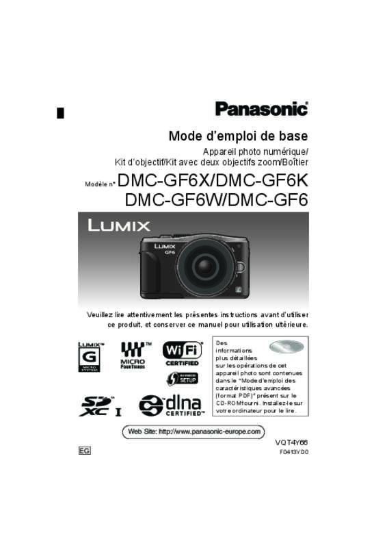 Notice PANASONIC LUMIX DMC-GF6W - appareil photo compact à objectif Trouver une solution à un