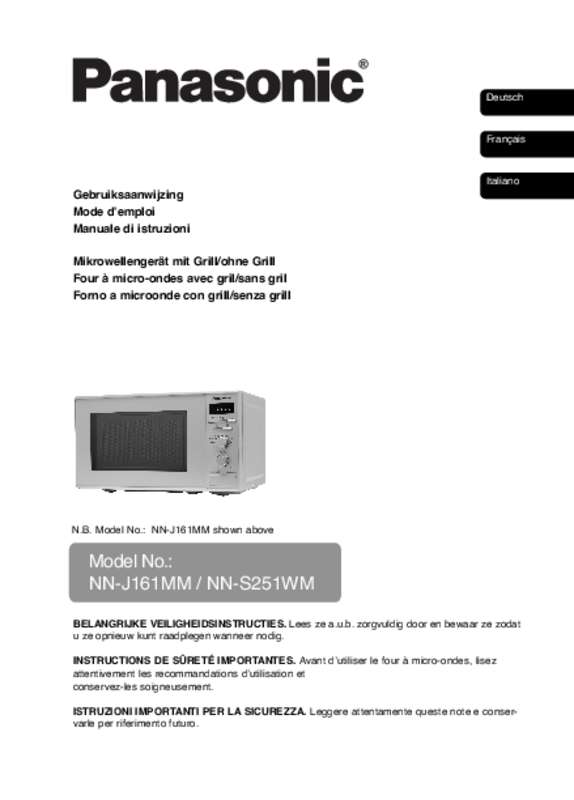 Mode d'emploi PANASONIC NN-J161MMWPG