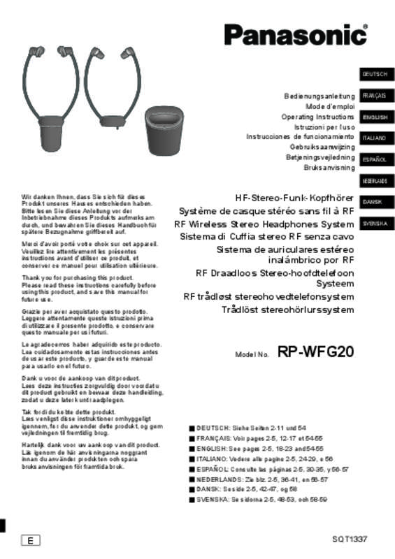 Mode d'emploi PANASONIC RPWFG20E