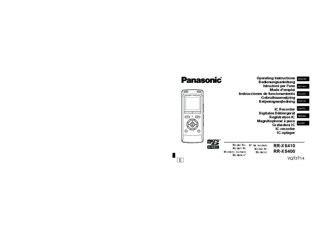 Mode d'emploi PANASONIC RR-XS400E-S