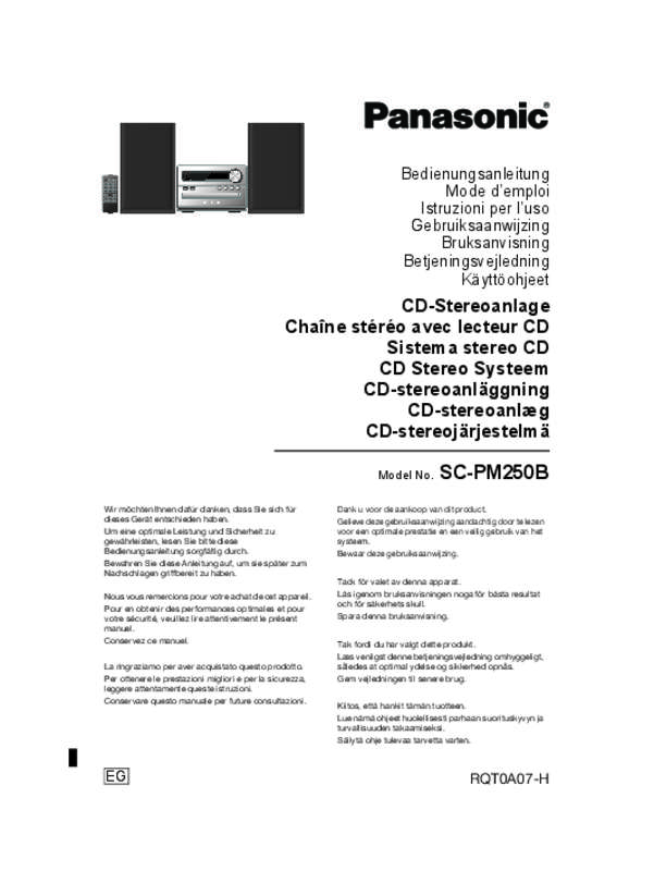 Mode d'emploi PANASONIC SA-PM250