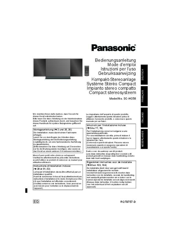 Mode d'emploi PANASONIC SC-HC 58