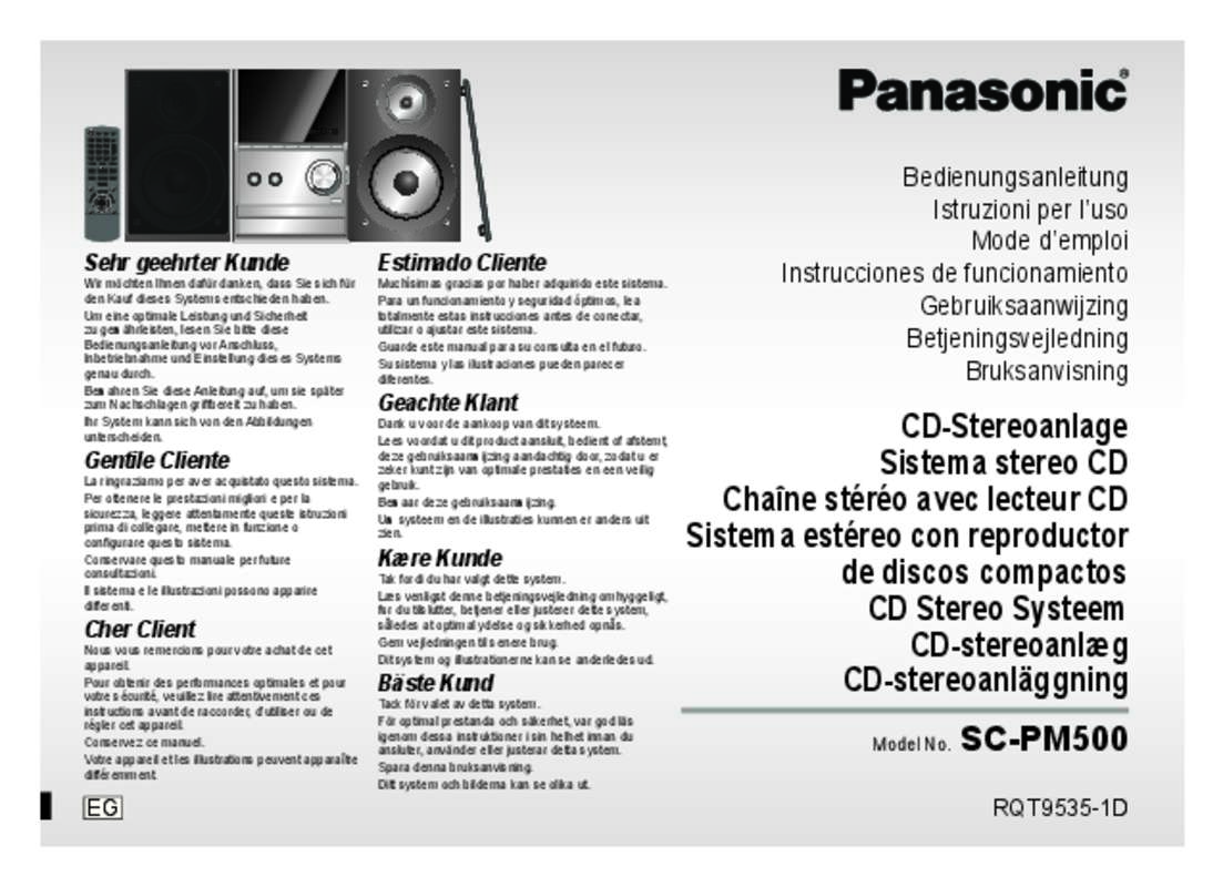 Mode d'emploi PANASONIC SC-PM500