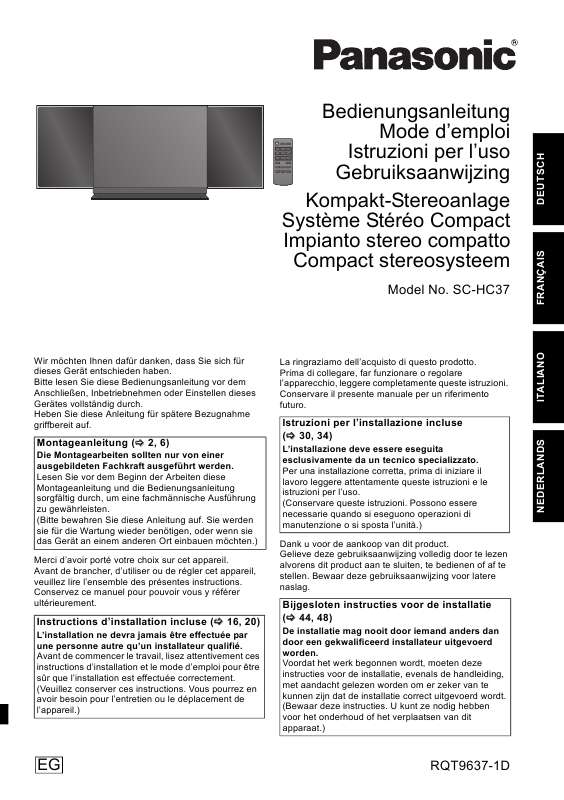 Mode d'emploi PANASONIC SCHC37EG