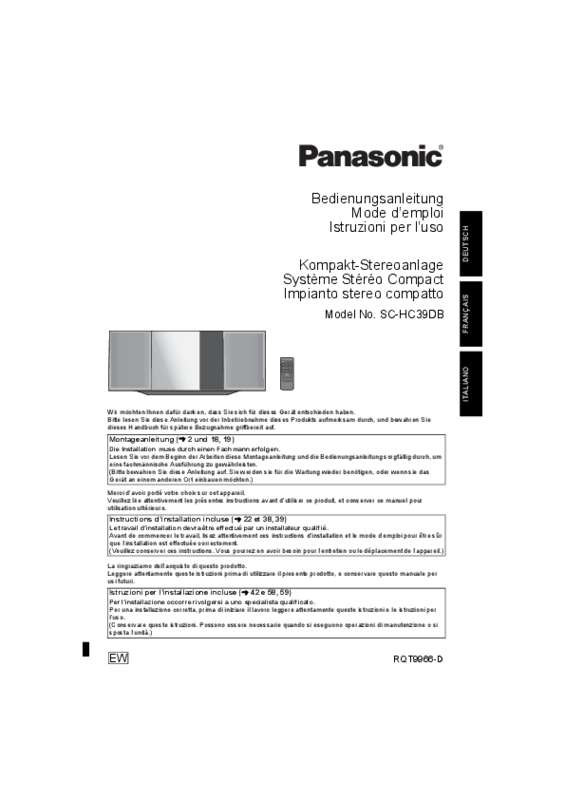 Mode d'emploi PANASONIC SC-HC39DBEW