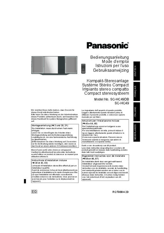 Mode d'emploi PANASONIC SC-HC49DBEG