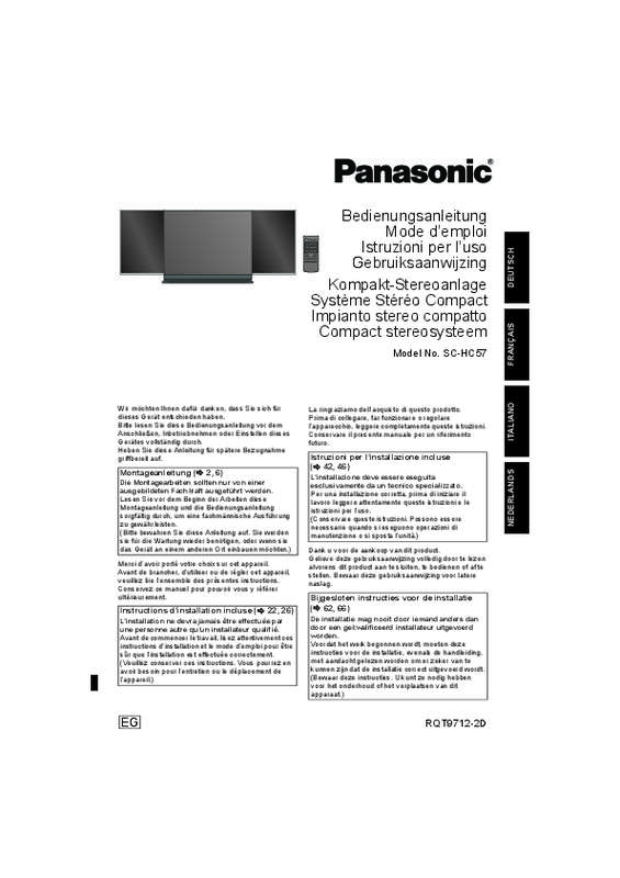 Mode d'emploi PANASONIC SC-HC57