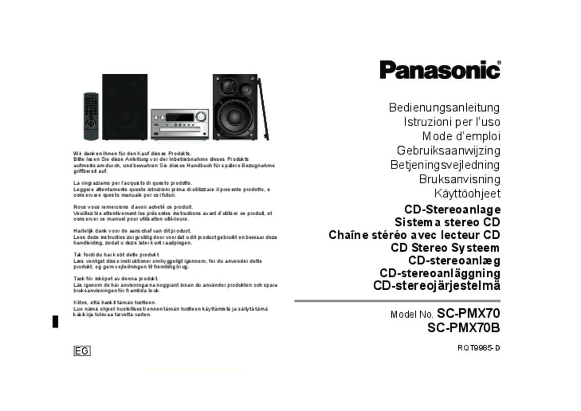 Mode d'emploi PANASONIC SC-PMX70BEG