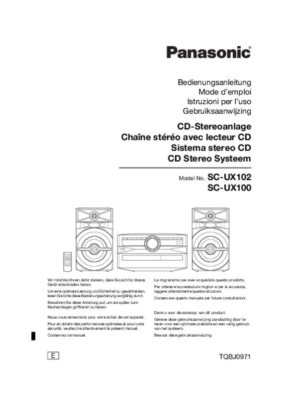 Mode d'emploi PANASONIC SC-UX102E