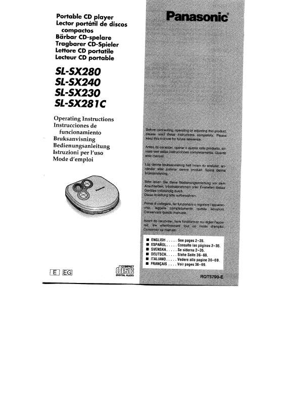 Mode d'emploi PANASONIC SLSX281C