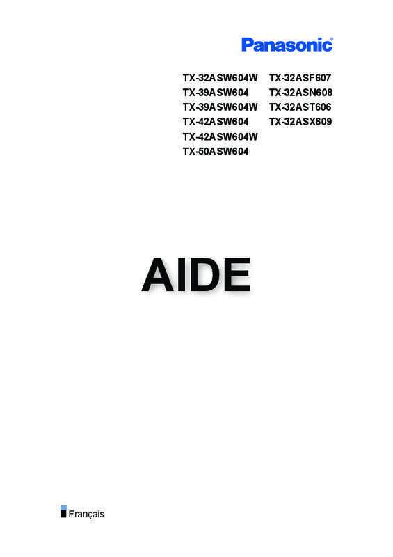 Mode d'emploi PANASONIC TX-42ASW604W