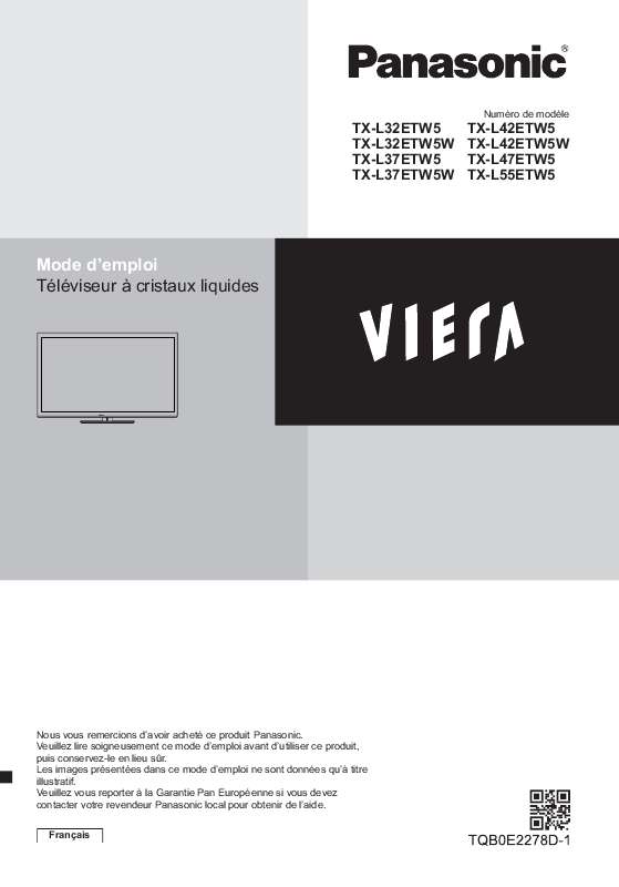 Mode d'emploi PANASONIC TX-L42ETW5W