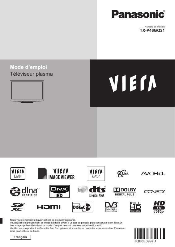 Notice PANASONIC TXP46GQ21 tv Trouver une solution à un problème PANASONIC TXP46GQ21 mode d