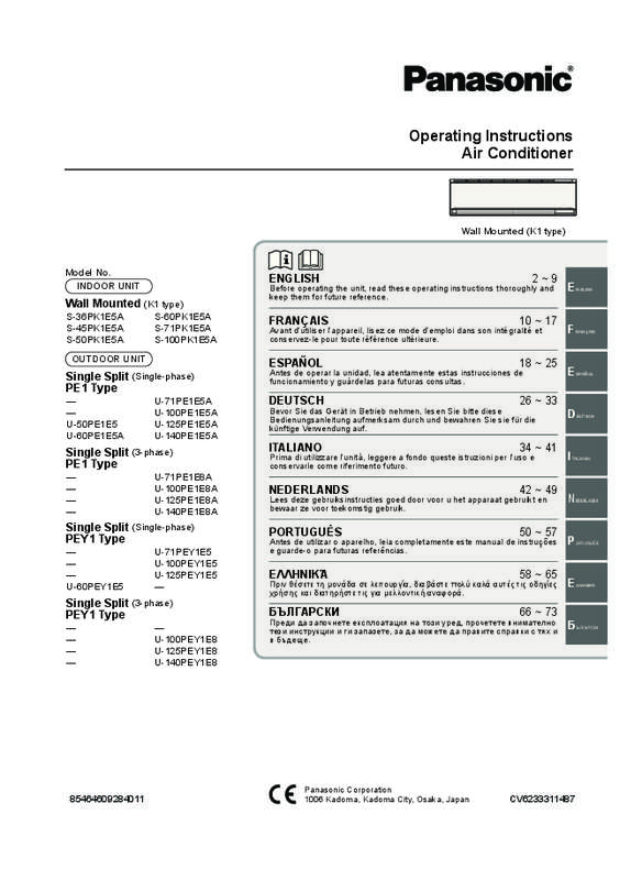 Mode d'emploi PANASONIC U-125PE1E8A