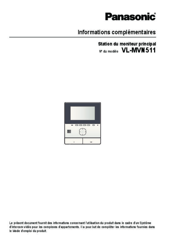 Mode d'emploi PANASONIC VL-MVN511EX