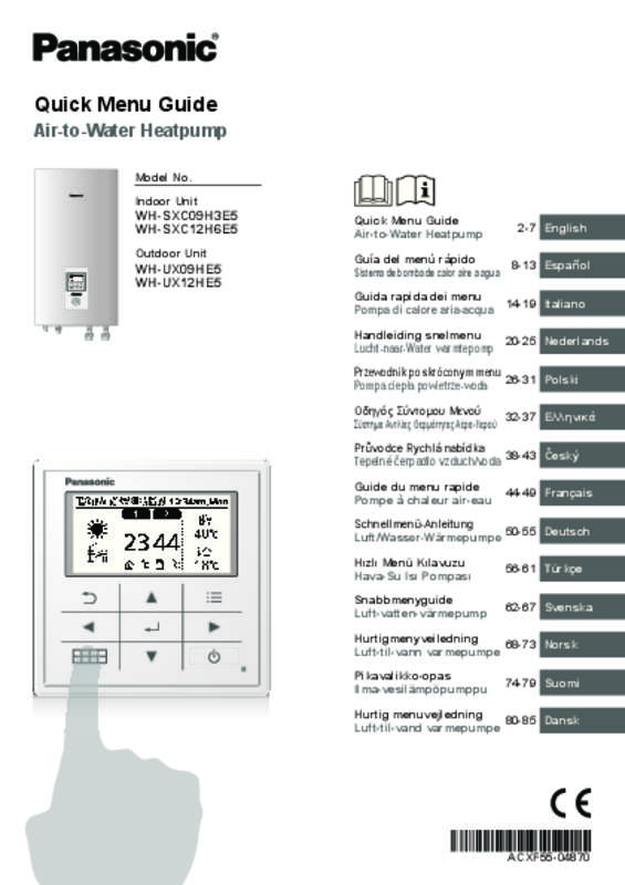 Mode d'emploi PANASONIC WH-SXC12H6E5