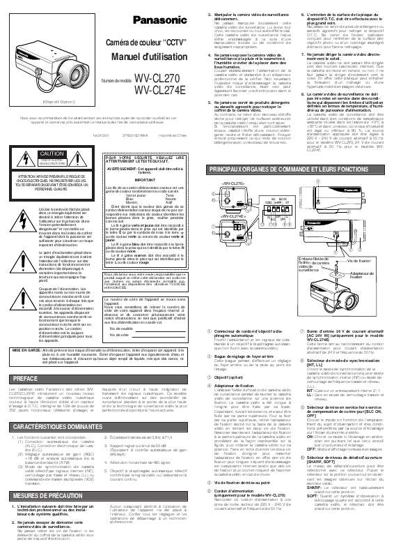 Mode d'emploi PANASONIC WVCL274