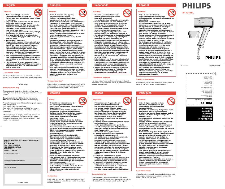 Mode d'emploi PHILIPS HP4349