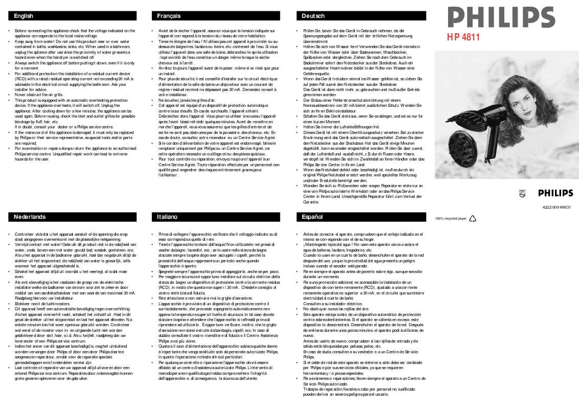 Mode d'emploi PHILIPS HP4811