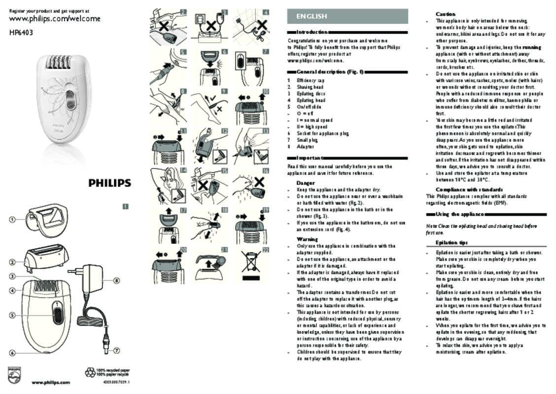 Mode d'emploi PHILIPS HP6420/00 SATINELLE