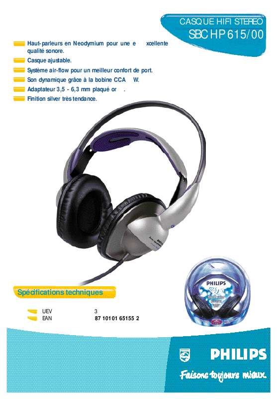Mode d'emploi PHILIPS SBCHP615