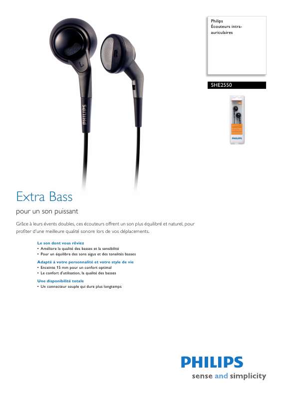 Notice PHILIPS SHE2550 - Trouver une solution à un problème PHILIPS ...