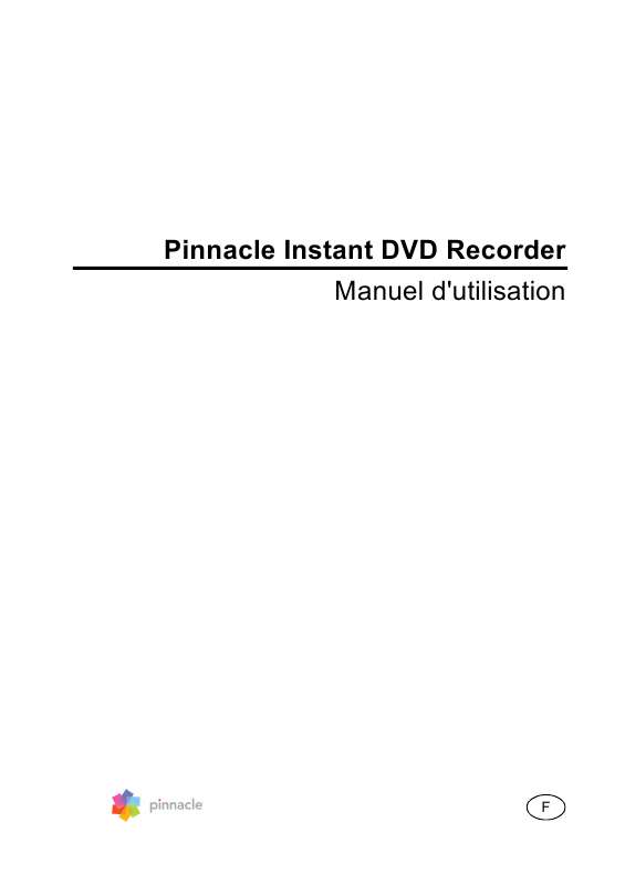 Mode d'emploi PINNACLE INSTANT DVD RECORDER