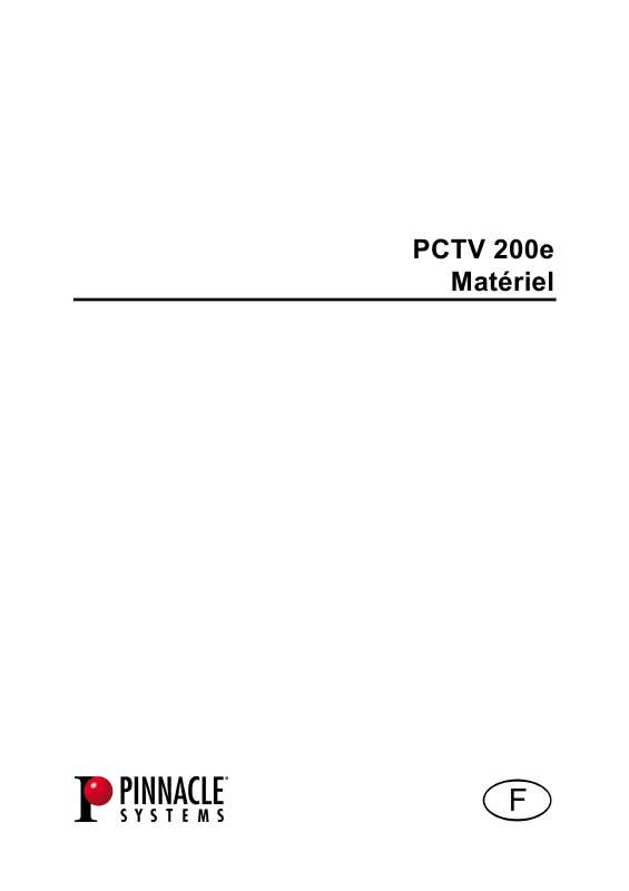 Mode d'emploi PINNACLE PCTV 200E