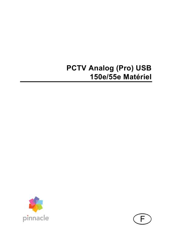 Mode d'emploi PINNACLE PCTV ANALOG PRO USB