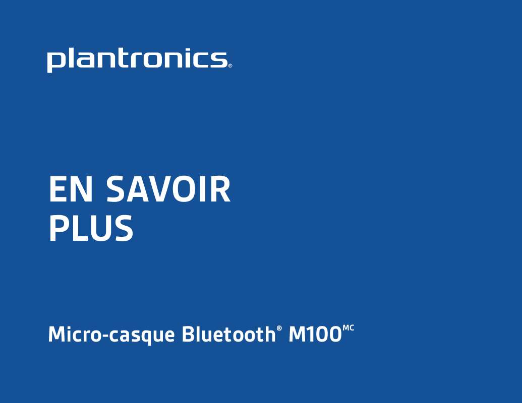 Mode d'emploi PLANTRONICS M100