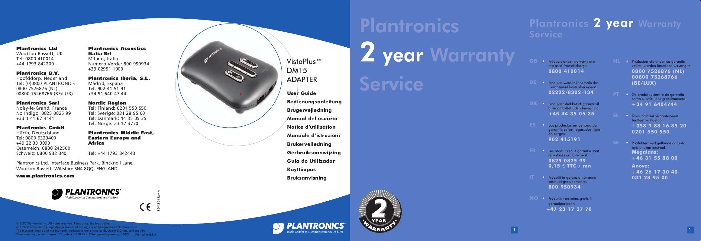 Plantronics AP15 Vistaplus Amplifier – Noise Reduction, USB Or Adapter Powered, For Corded Headsets In Call Centers