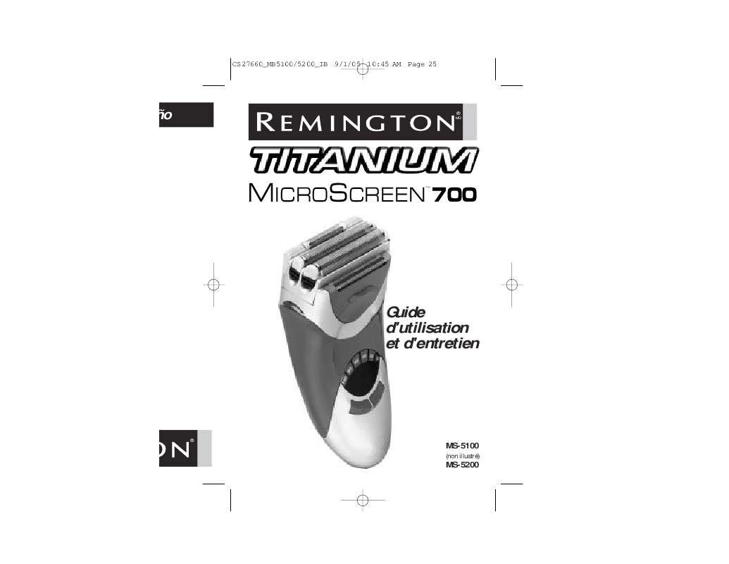 Notice REMINGTON MS5100 Trouver une solution à un problème REMINGTON