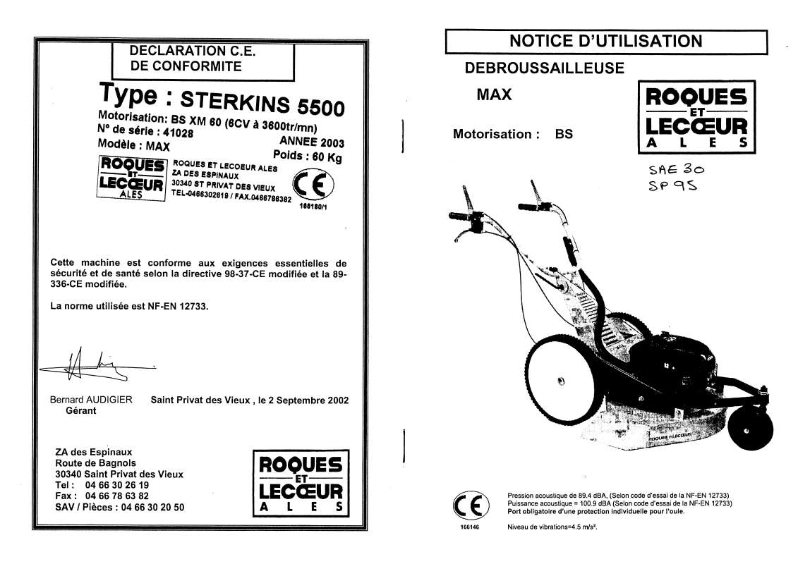 Pièces Détachées Vue Eclatee Roques Et Lecoeur Notice ROQUES ET LECOEUR STERKINS 5500 - Trouver une solution à un problème  ROQUES ET LECOEUR STERKINS 5500 mode d'emploi ROQUES ET LECOEUR STERKINS  5500 Français