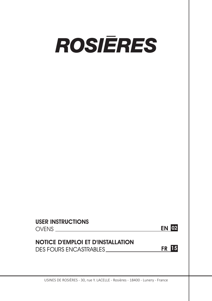 Mode d'emploi ROSIERES RFC3O5179IN