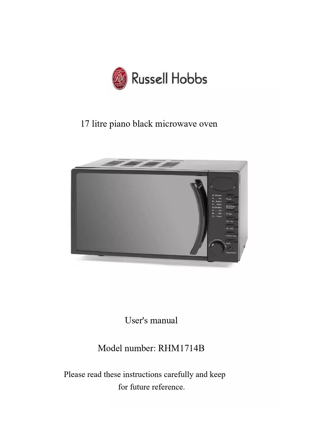 Mode d'emploi RUSSELL HOBBS RHM1714BC
