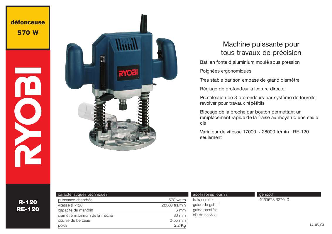 Notice RYOBI R120 Trouver une solution à un problème RYOBI R120