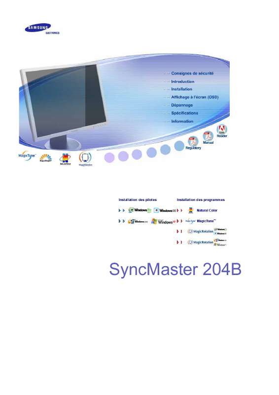 Notice SAMSUNG SYNCMASTER 203B - ecran Trouver une solution à un ...