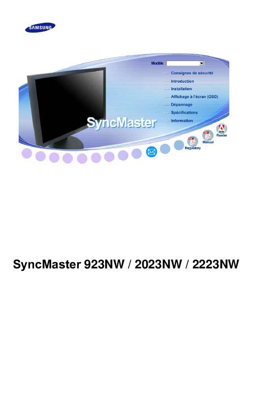 Notice SAMSUNG SYNCMASTER 2223NW - ecran Trouver une solution à un ...