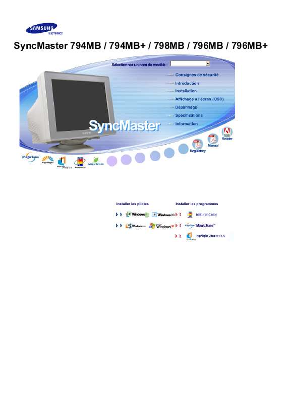 Mode d'emploi SAMSUNG SYNCMASTER 796MB