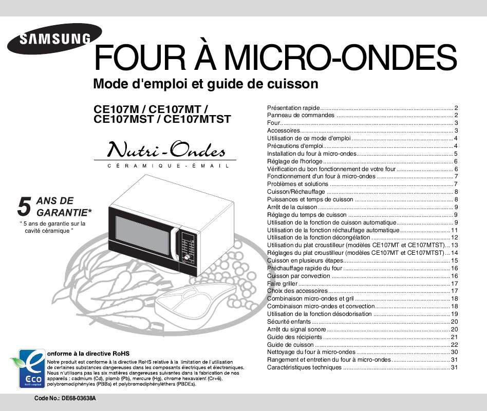 Samsung Four Micro Onde Combiné Mode D Emploi